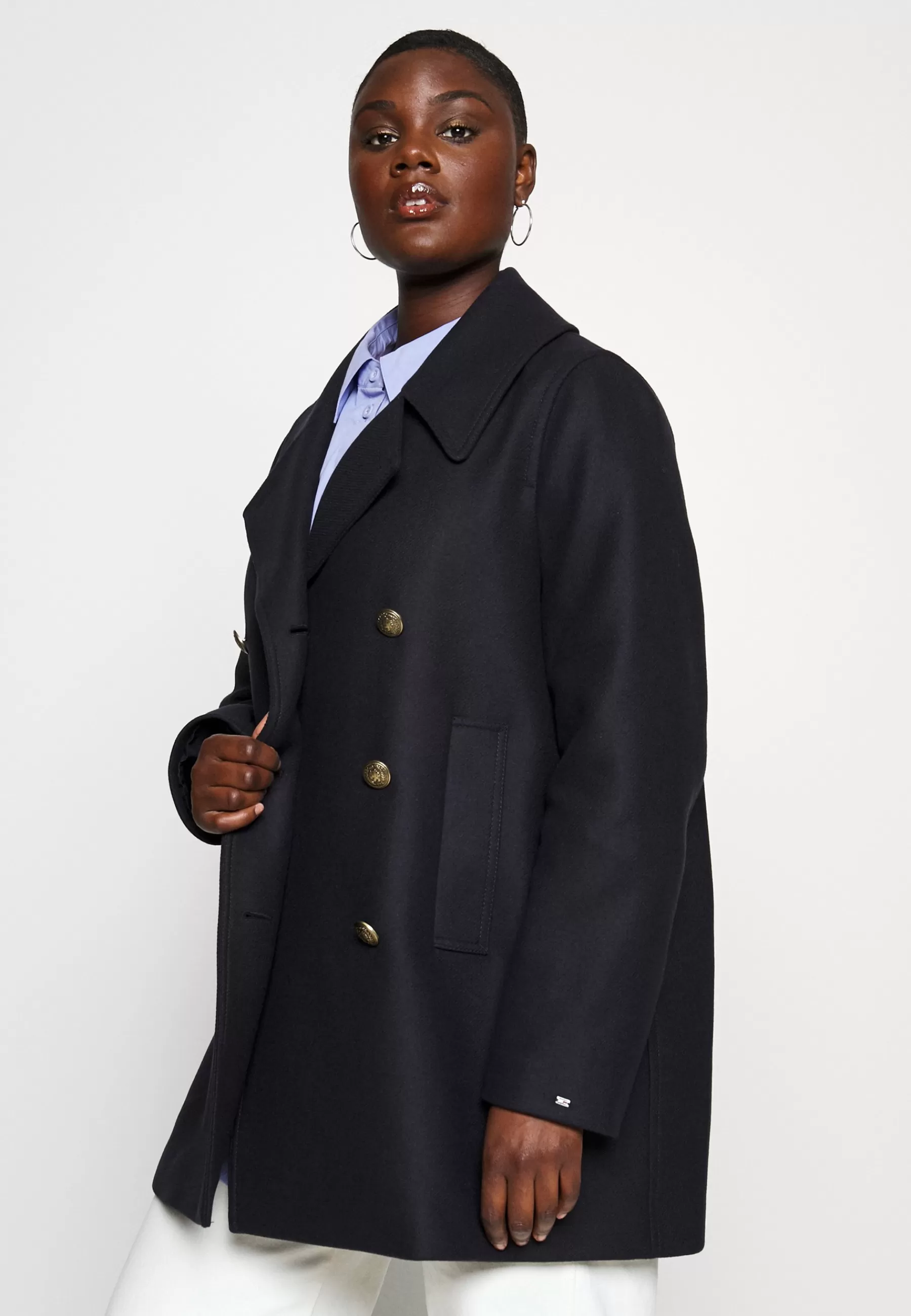 Tommy Hilfiger Curve Blend Classic Peacoat Plus Size - Mantel>Dames Wollen Jassen