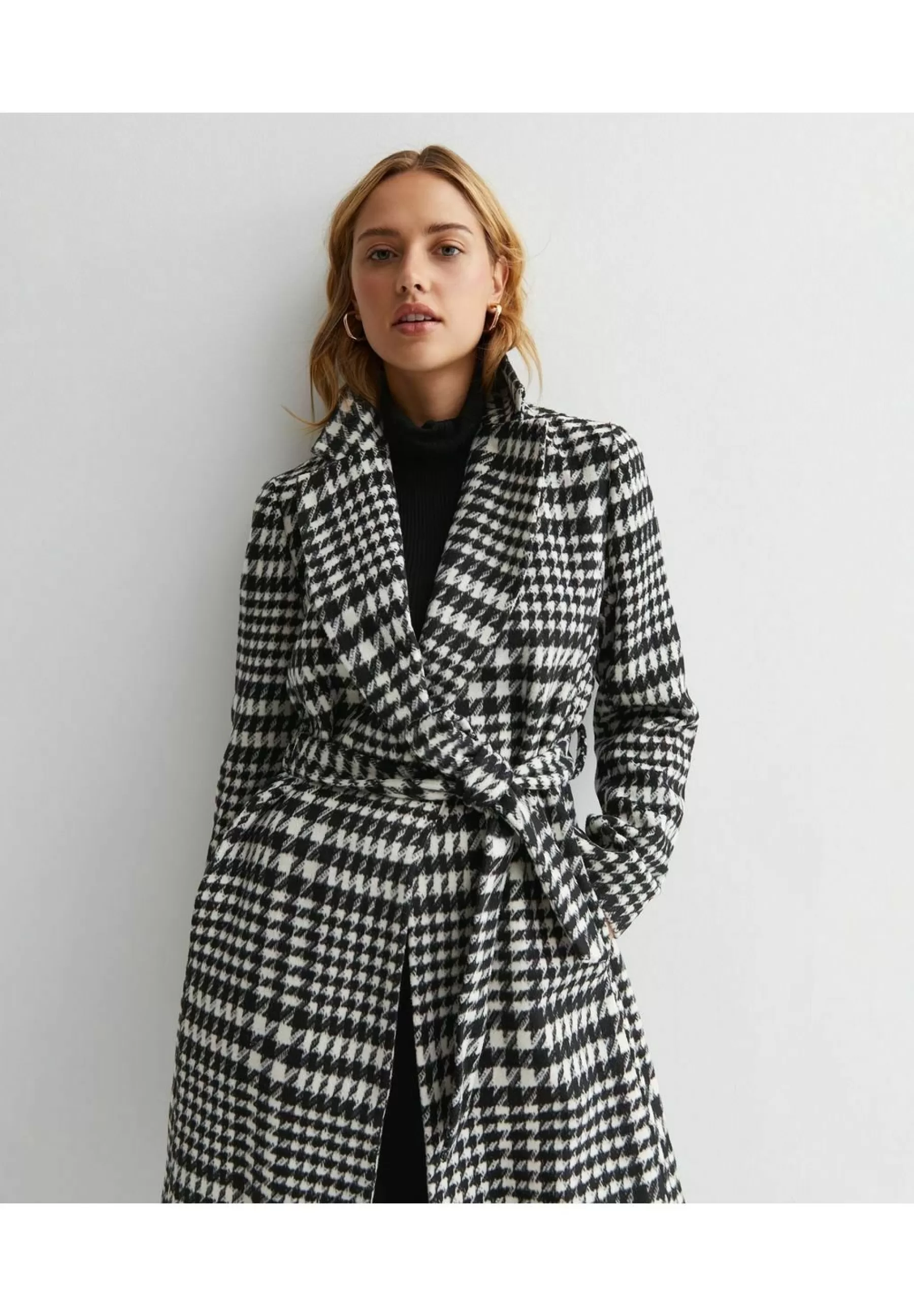 Dames New Look Trenchcoats | Check Longline Belted - Trenchcoat