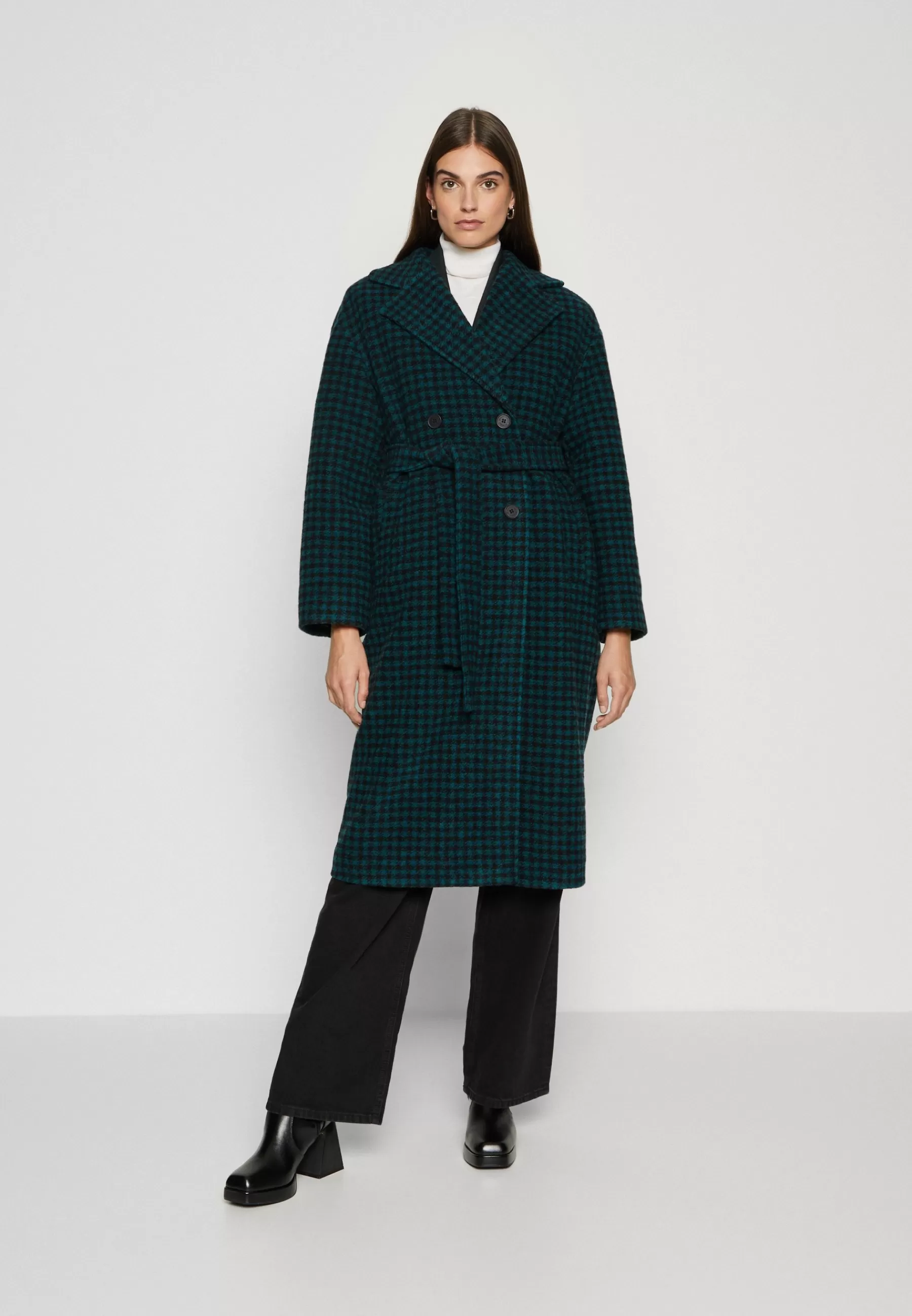 Marc O'Polo DENIM Checked Double Breasted Coat - Mantel>Dames Wollen Jassen
