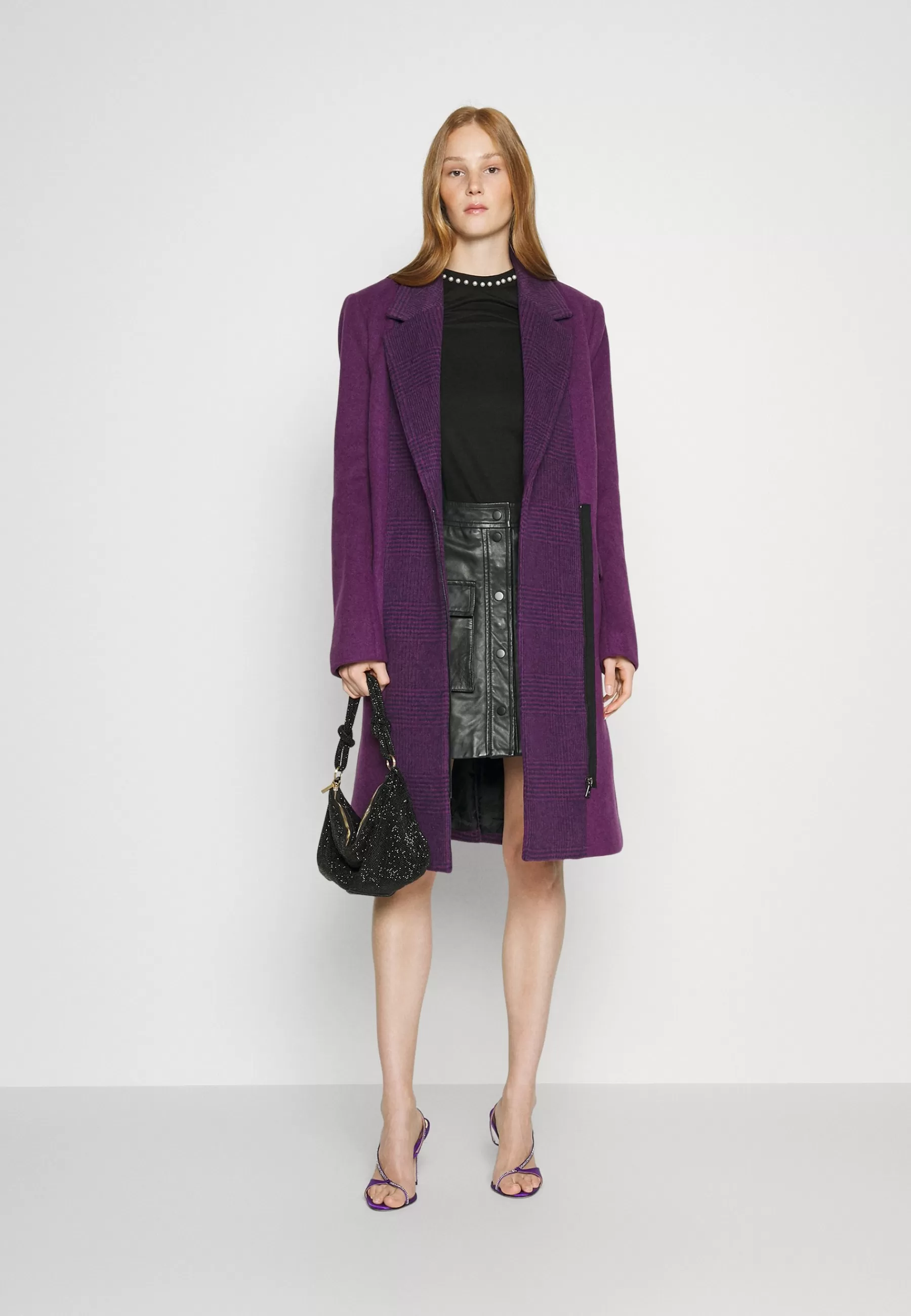 KARL LAGERFELD Contrast Panel Zip - Mantel>Dames Wollen Jassen