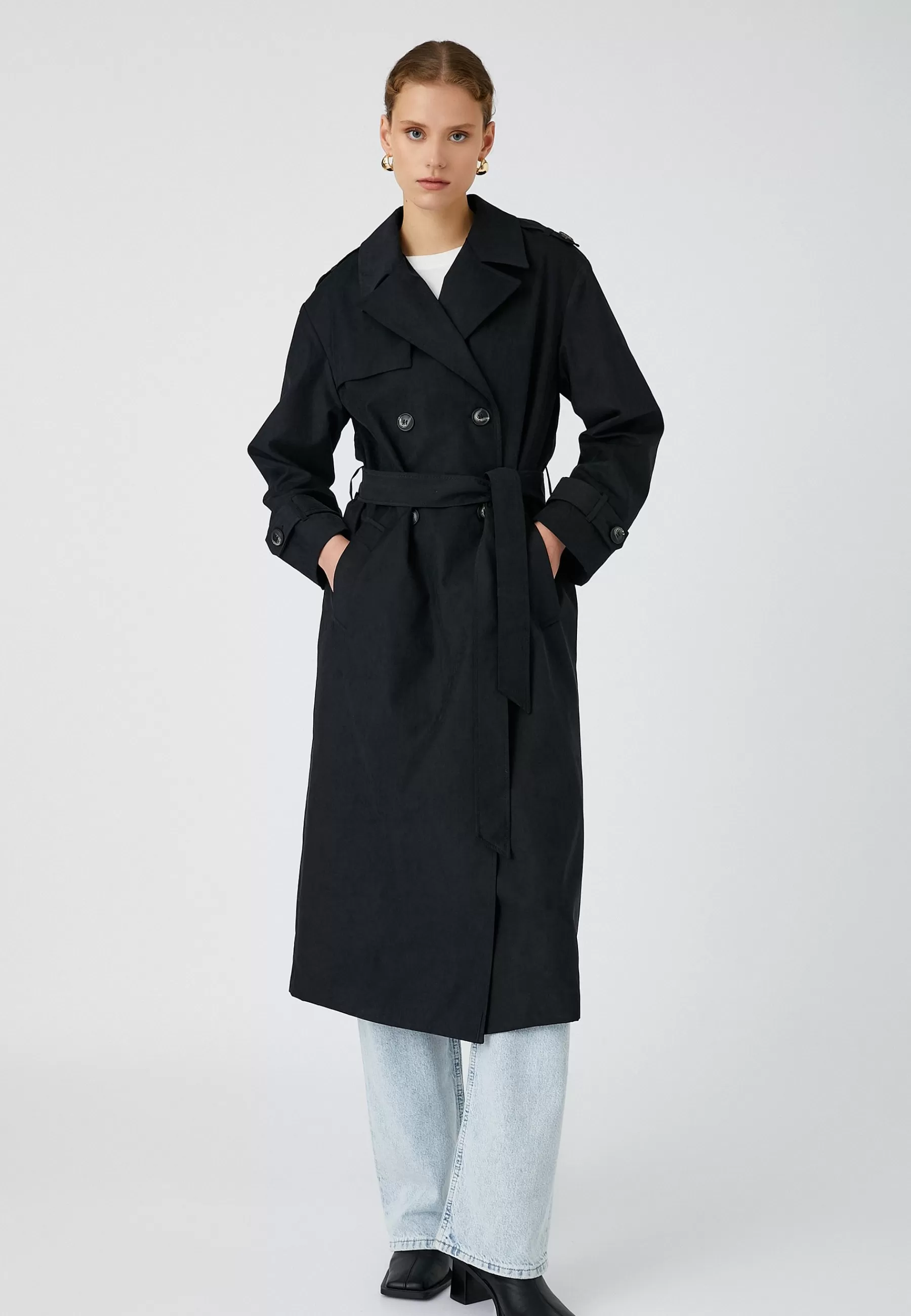 Dames Koton Trenchcoats | Double Breasted Buttoned Belted . - Trenchcoat