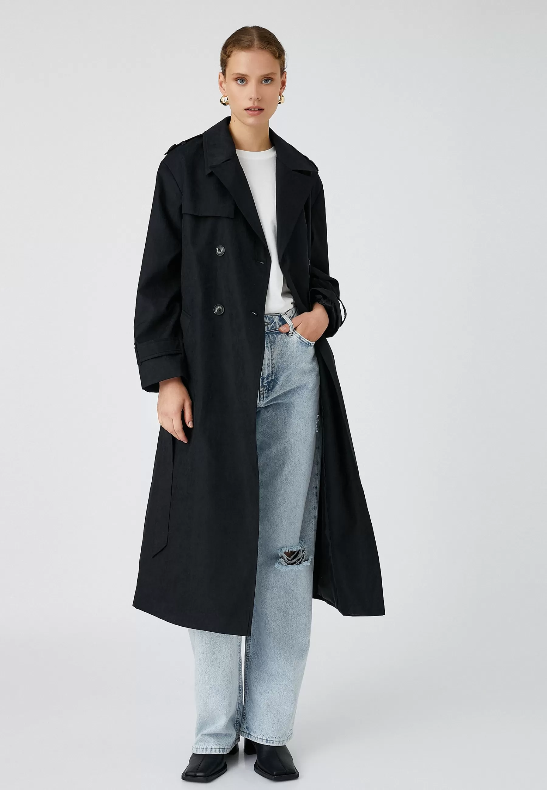 Dames Koton Trenchcoats | Double Breasted Buttoned Belted . - Trenchcoat