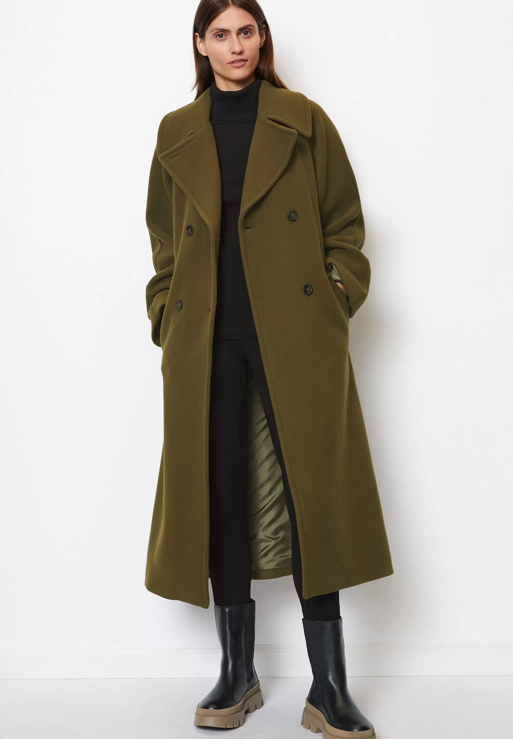 Marc O'Polo Double Breasted, Long Shape, Lapel Collar - Mantel>Dames Wollen Jassen