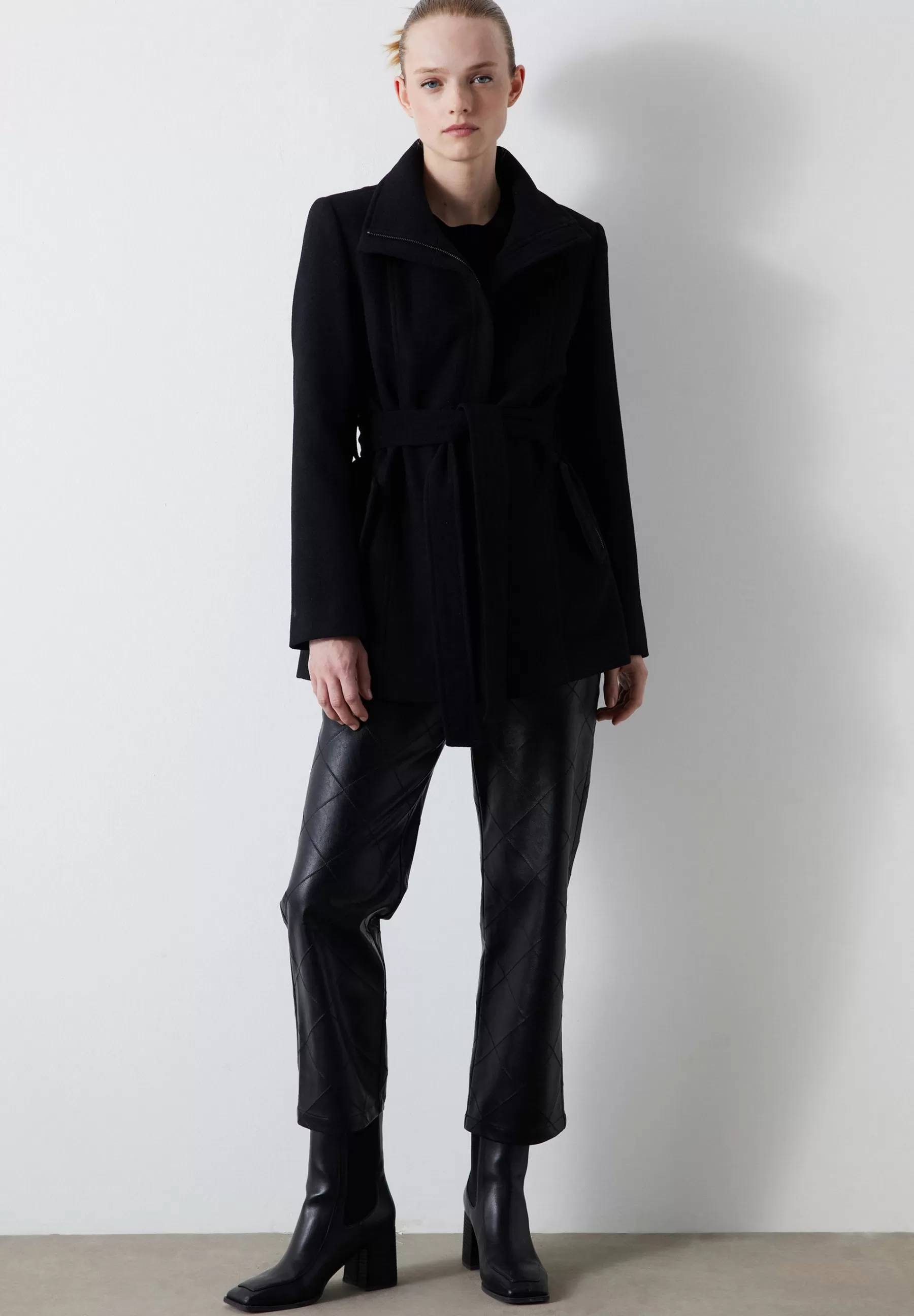 Ipekyol Heavy Regular Fit Belted Cachet - Halflange Jas>Dames Wollen Jassen