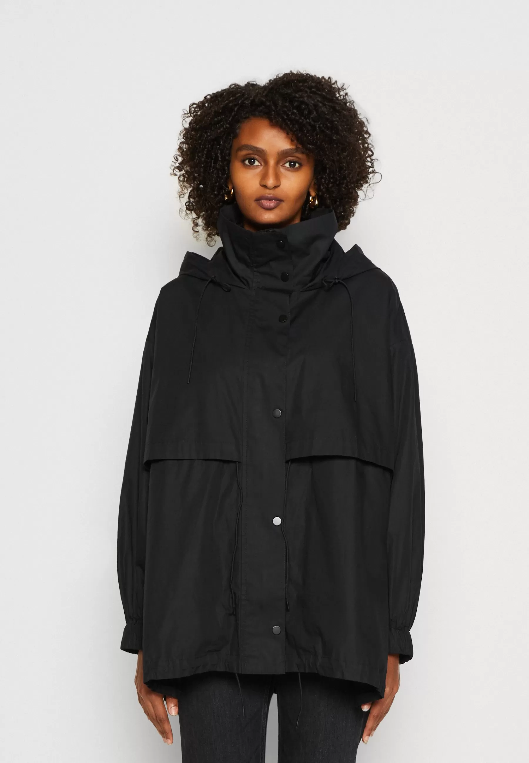Dames Marc O'Polo Parka's | Jacket Fluent Drawstring Waist And Hem Fixed Hood Side Seam - Parka