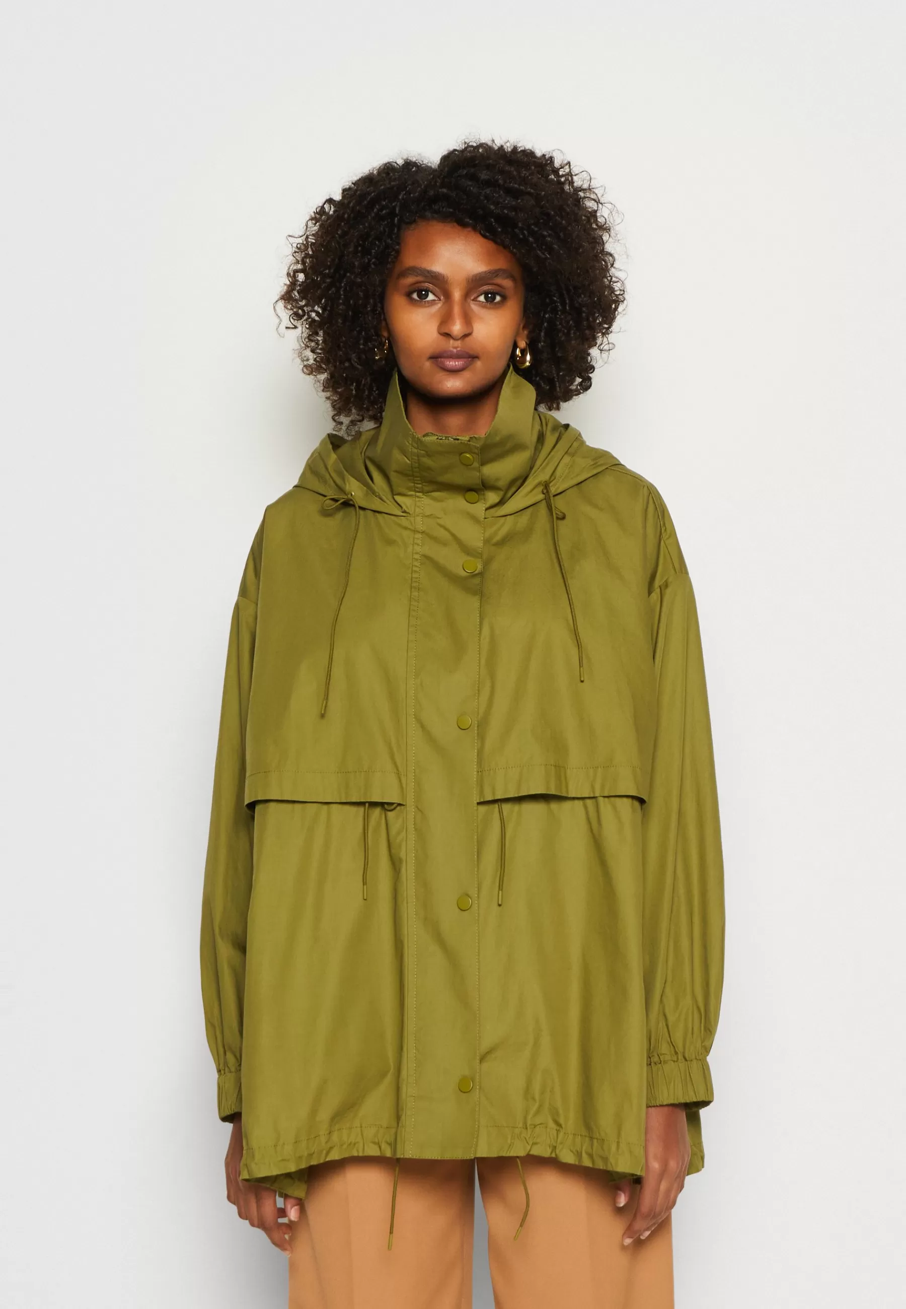 Dames Marc O'Polo Parka's | Jacket Fluent Drawstring Waist And Hem Fixed Hood Side Seam - Parka