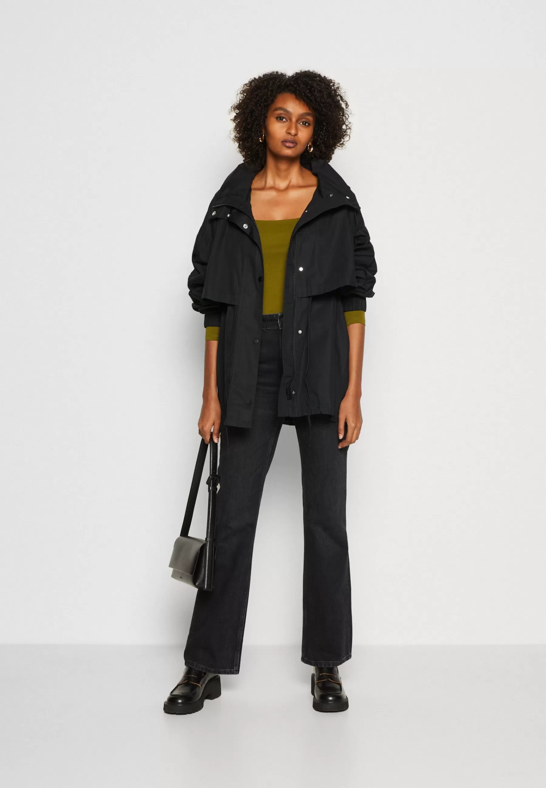 Dames Marc O'Polo Parka's | Jacket Fluent Drawstring Waist And Hem Fixed Hood Side Seam - Parka