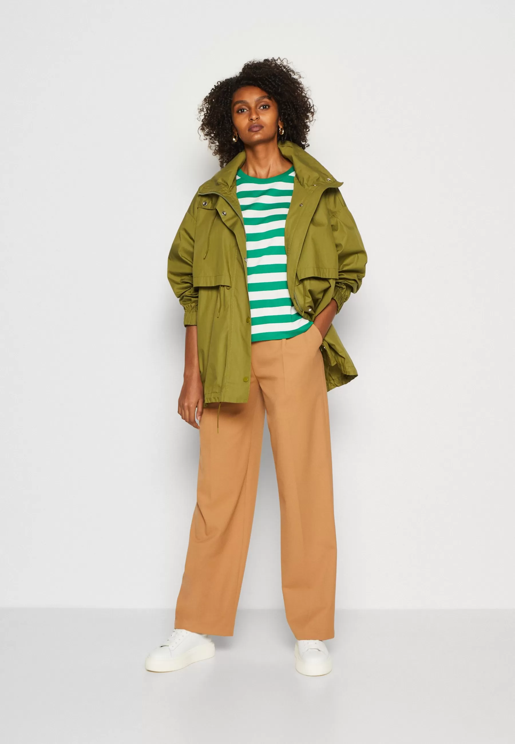 Dames Marc O'Polo Parka's | Jacket Fluent Drawstring Waist And Hem Fixed Hood Side Seam - Parka