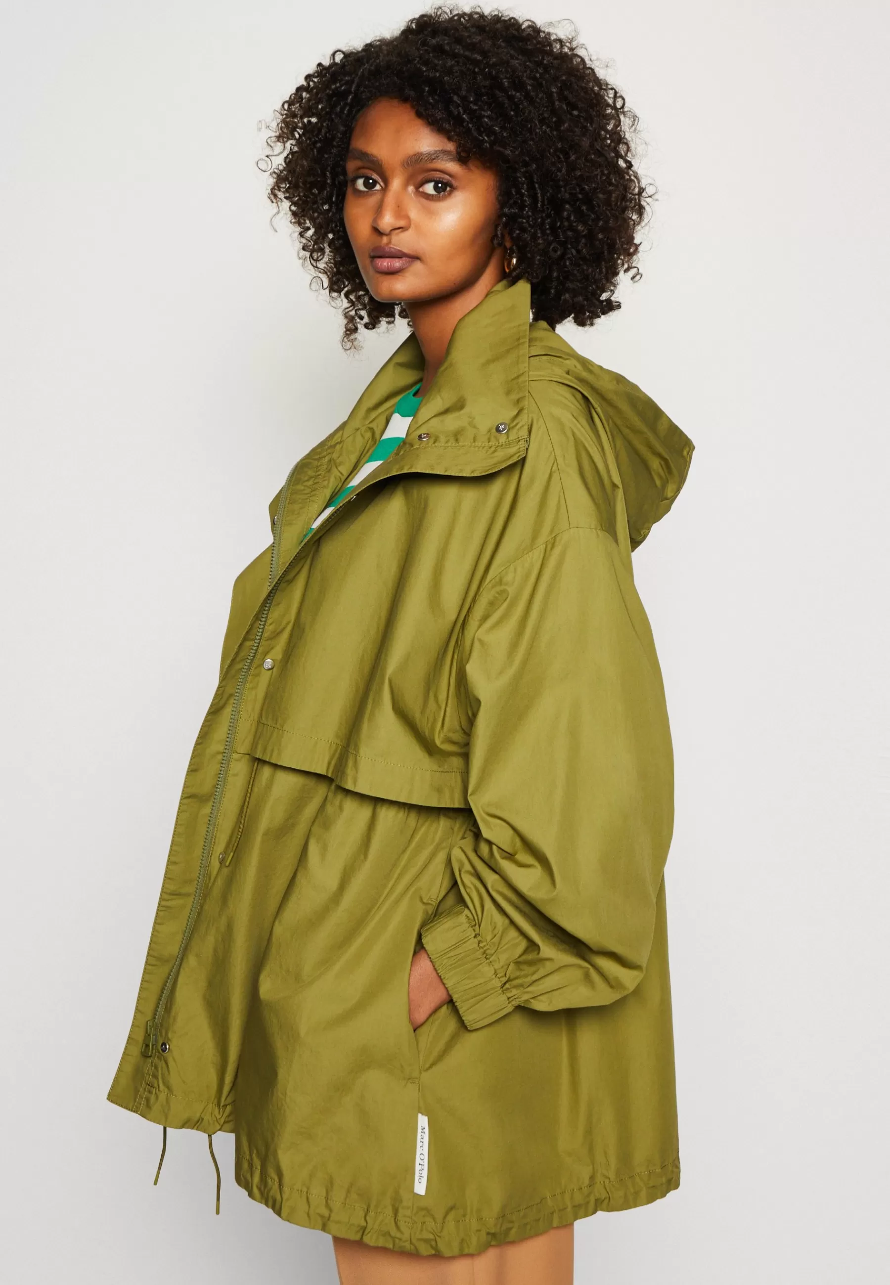 Dames Marc O'Polo Parka's | Jacket Fluent Drawstring Waist And Hem Fixed Hood Side Seam - Parka