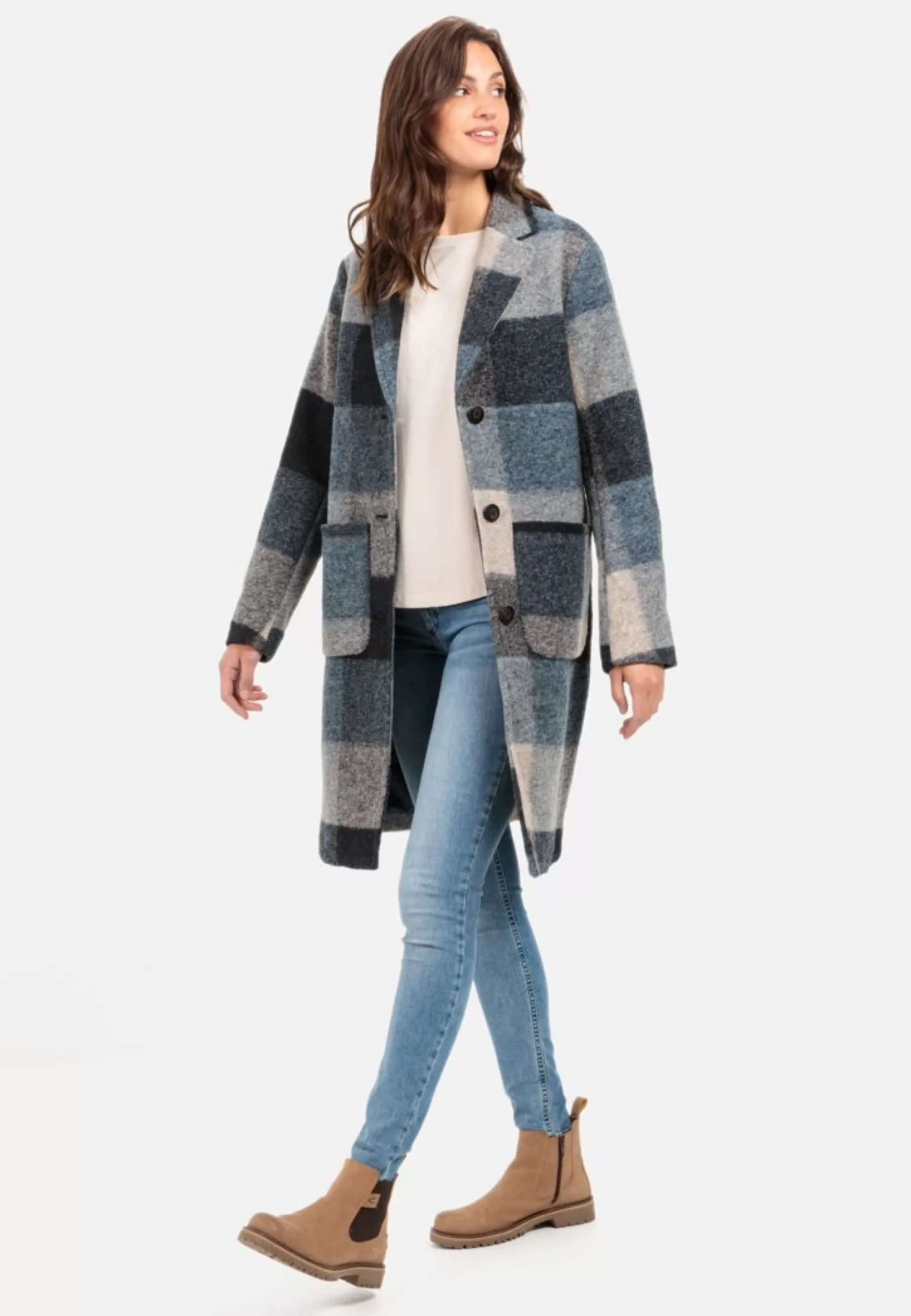 camel active Karierter - Mantel>Dames Wollen Jassen