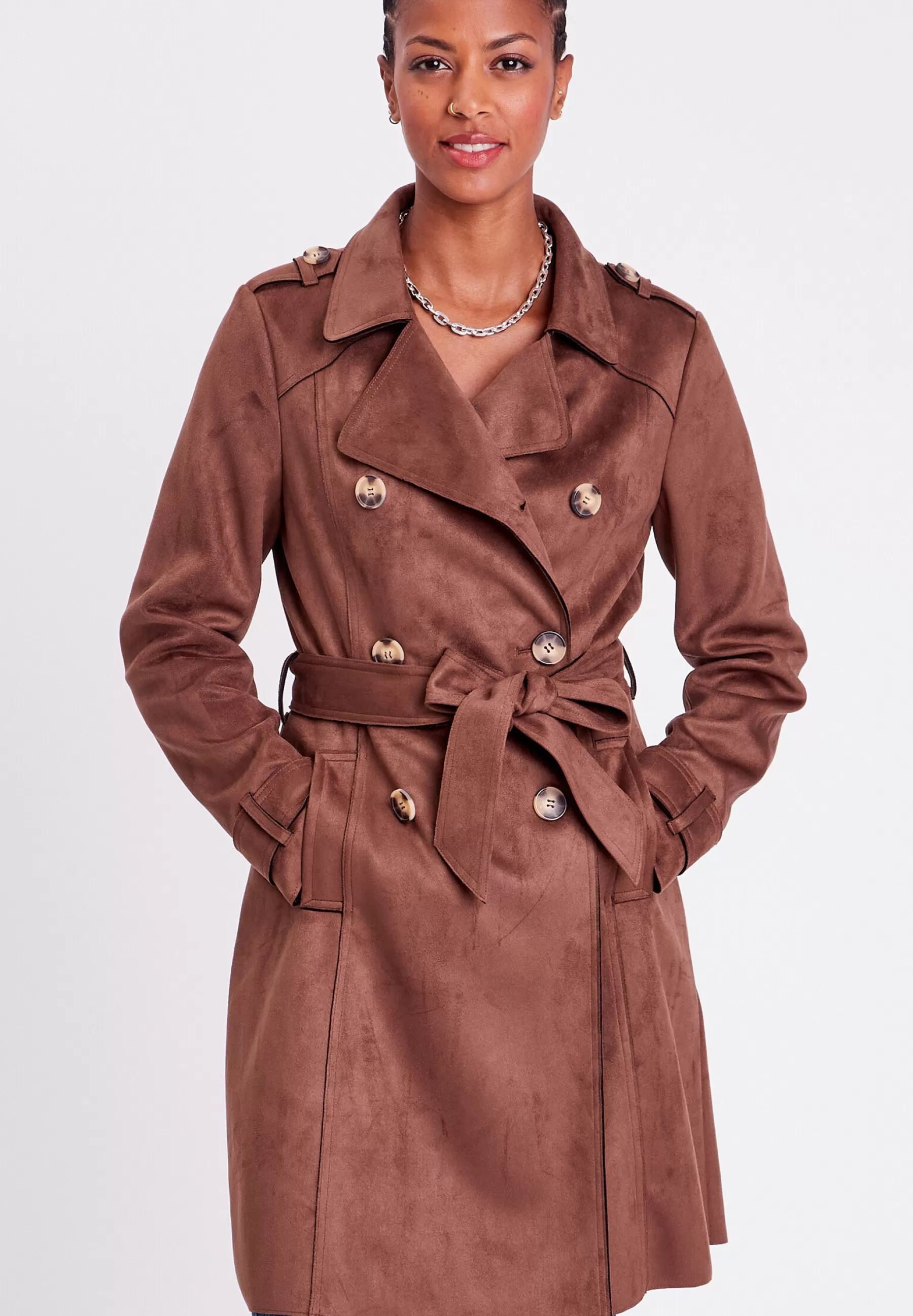 Dames Cache Cache Trenchcoats | Langer Aus Mit Knopfen - Trenchcoat