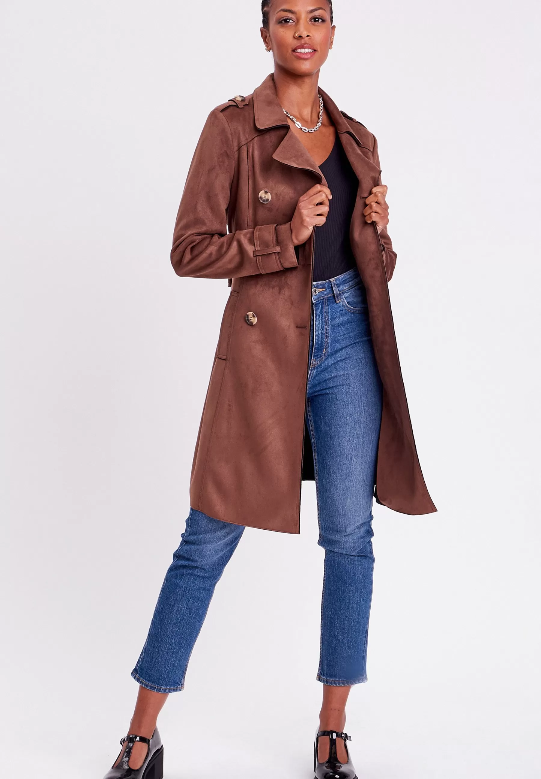 Dames Cache Cache Trenchcoats | Langer Aus Mit Knopfen - Trenchcoat