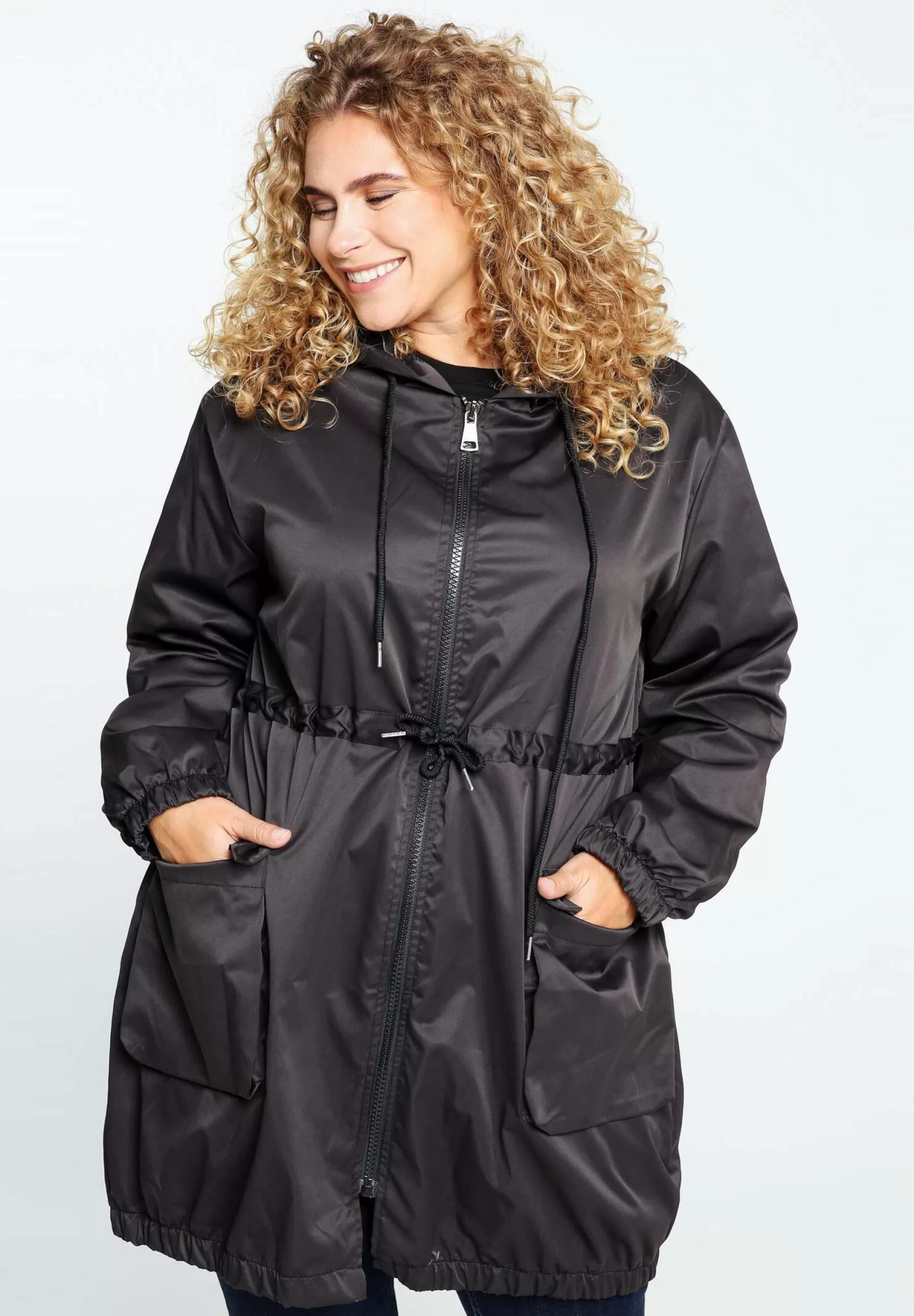 Dames Paprika Parka's | Langer, Heller Mit Kapuze Reissverschluss Und Taschen - Parka
