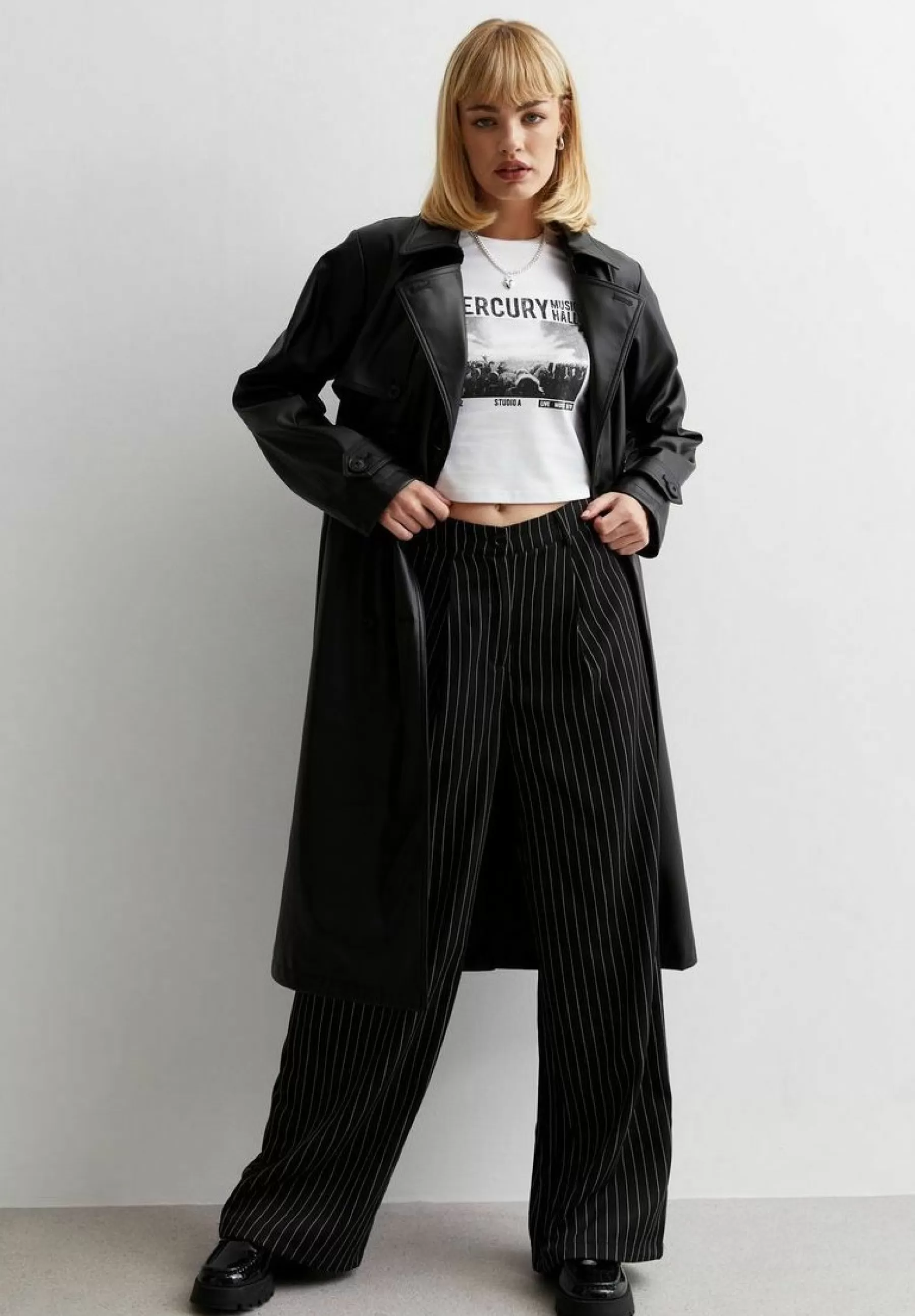 Dames New Look Trenchcoats | Leather-Look Belted - Trenchcoat