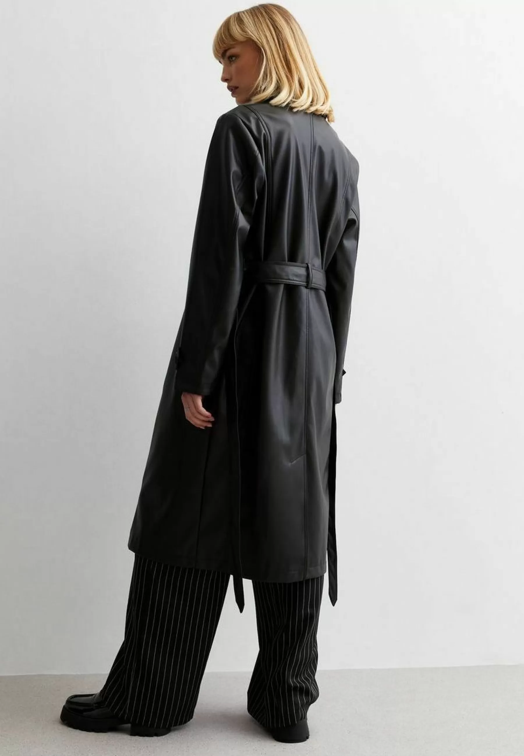 Dames New Look Trenchcoats | Leather-Look Belted - Trenchcoat