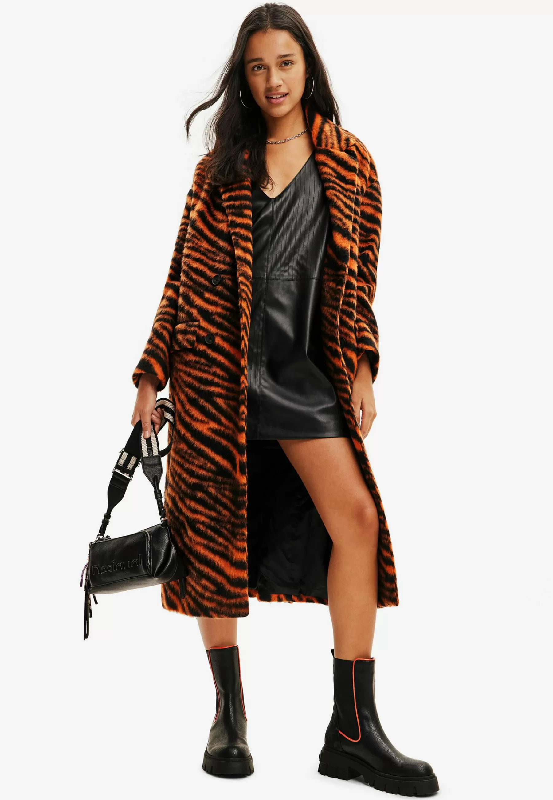 Desigual Long Zebra - Mantel>Dames Wollen Jassen