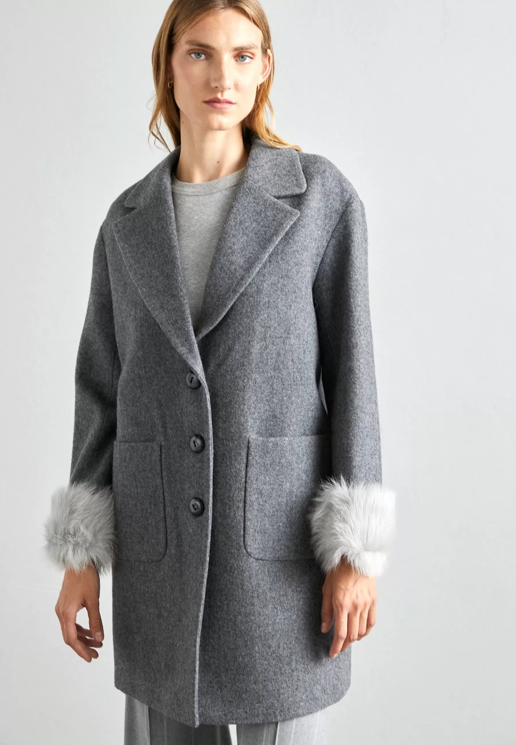 STUDIO ID Maggi Car Coat Short With Cuffs - Halflange Jas>Dames Wollen Jassen
