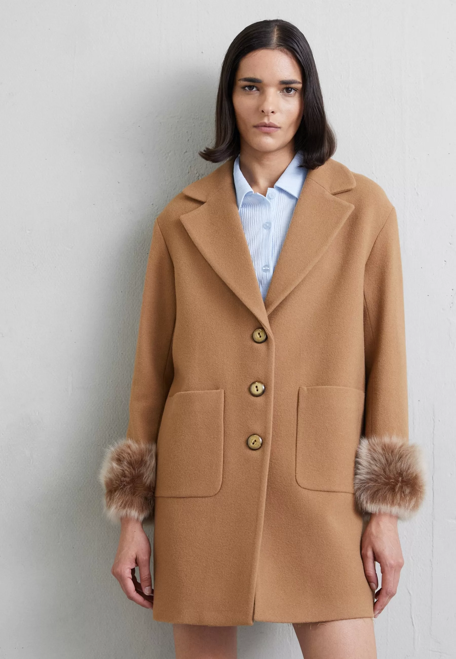 STUDIO ID Maggi Car Coat Short With Cuffs - Halflange Jas>Dames Wollen Jassen