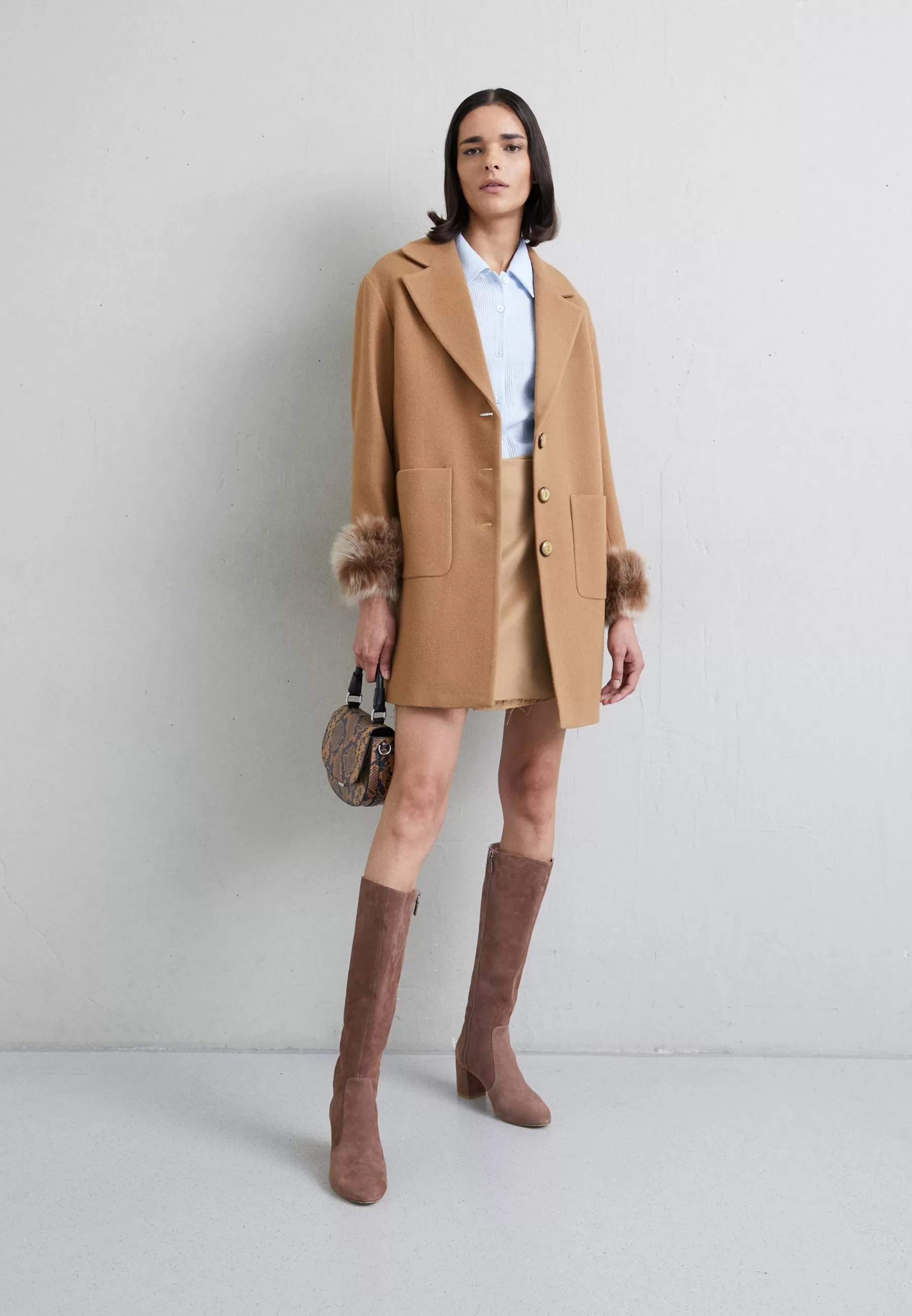 STUDIO ID Maggi Car Coat Short With Cuffs - Halflange Jas>Dames Wollen Jassen