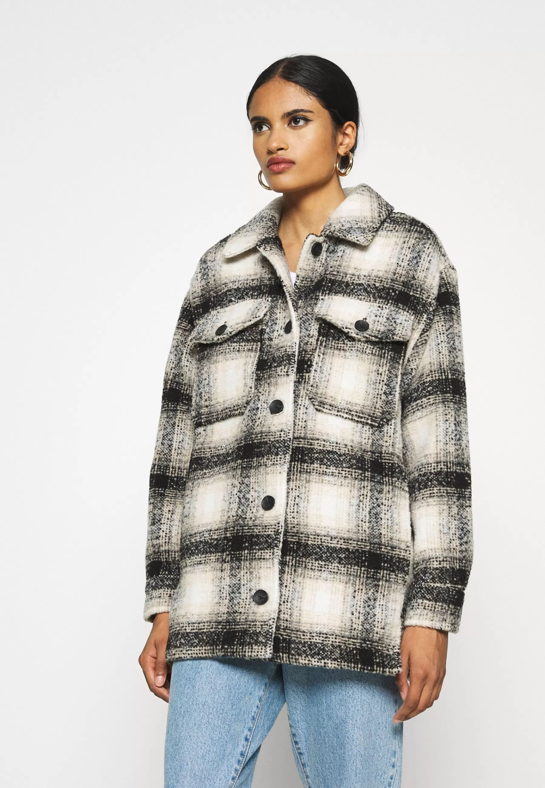 ONLY Onlallison Check - Halflange Jas>Dames Wollen Jassen
