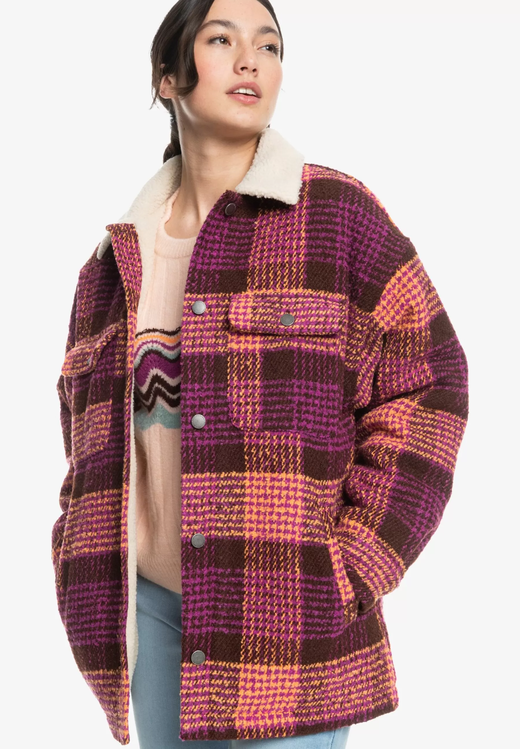 Roxy Passage Of Time - Im -Style Fur - Halflange Jas>Dames Wollen Jassen