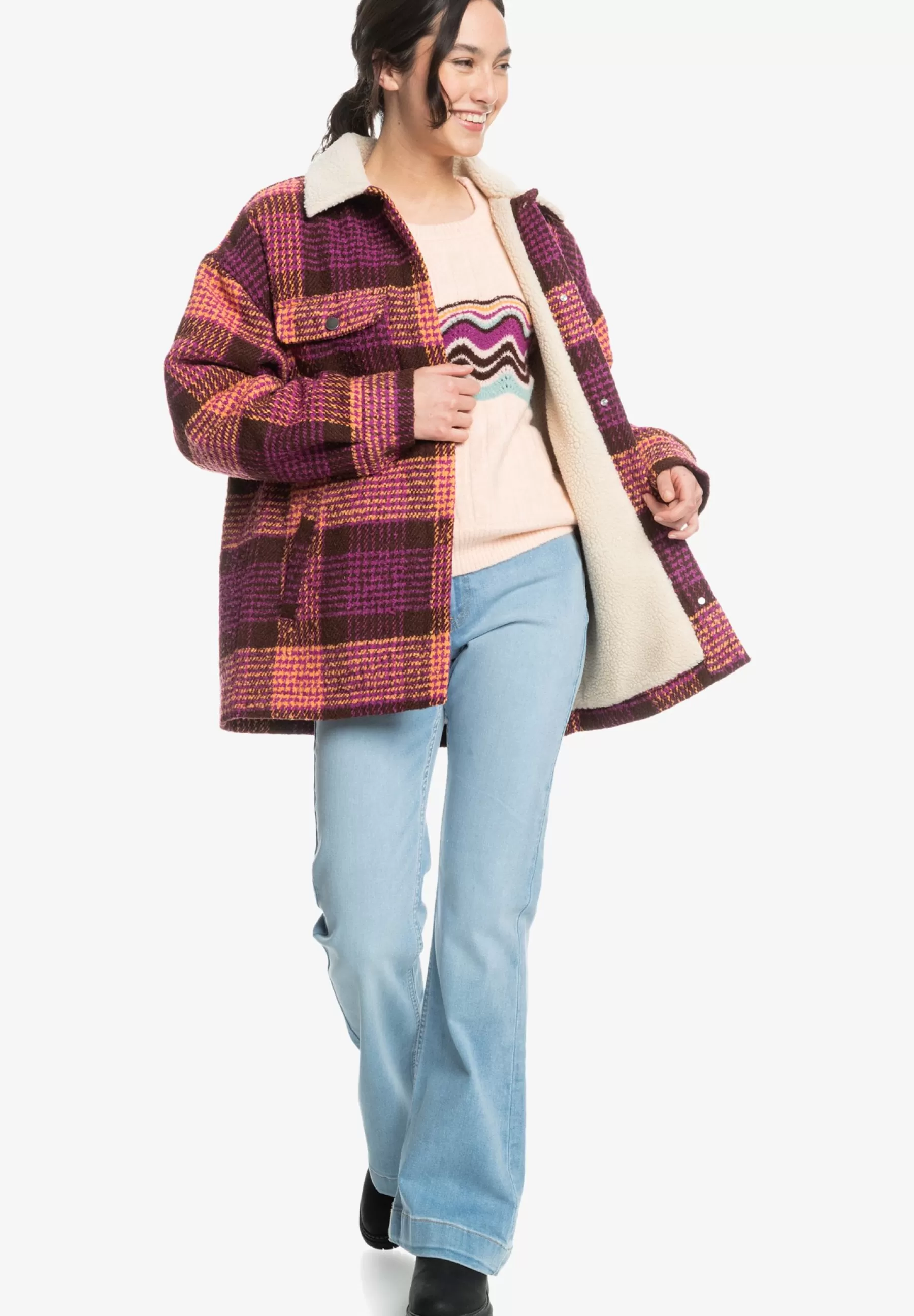 Roxy Passage Of Time - Im -Style Fur - Halflange Jas>Dames Wollen Jassen