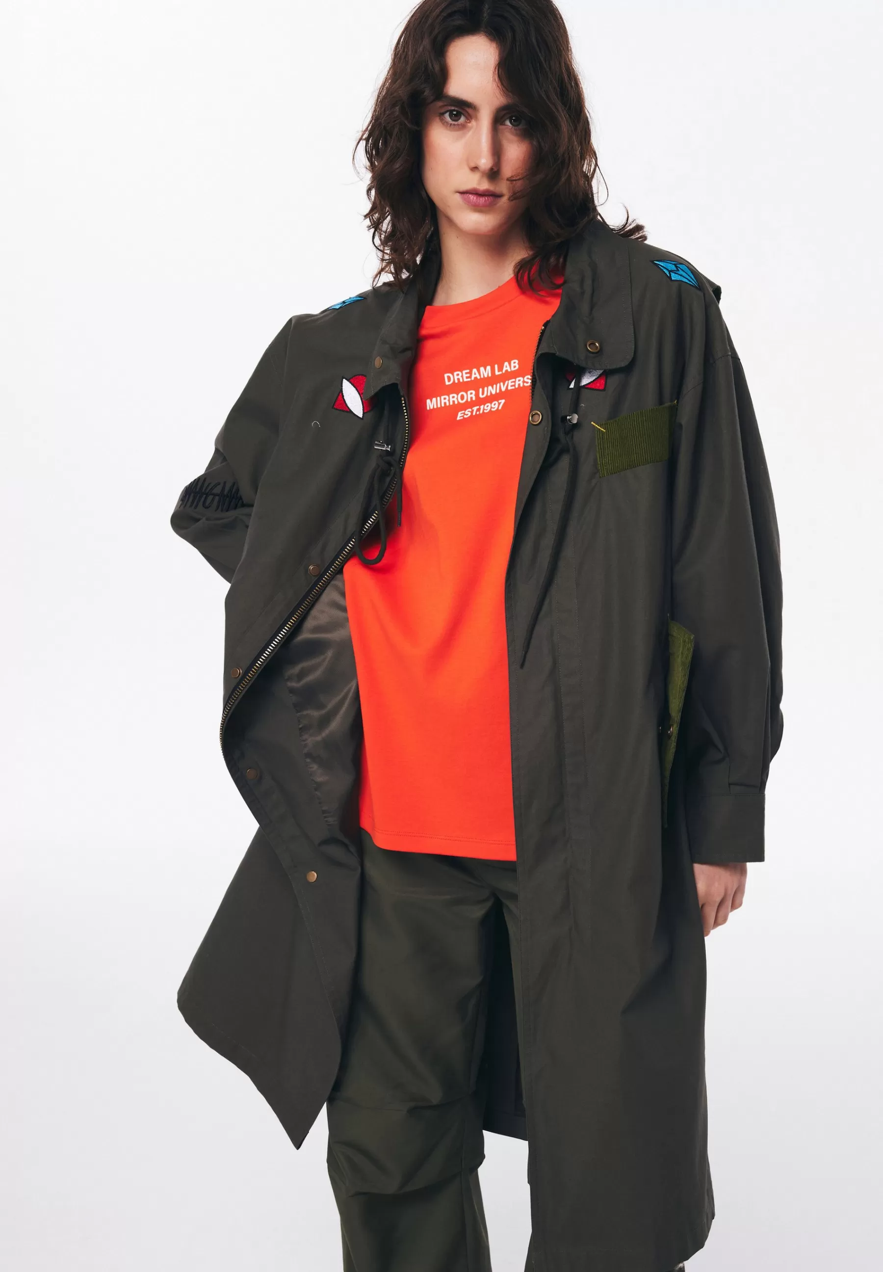 Dames Twist Trenchcoats | Relaxed Fit Embroidered Mix - Trenchcoat