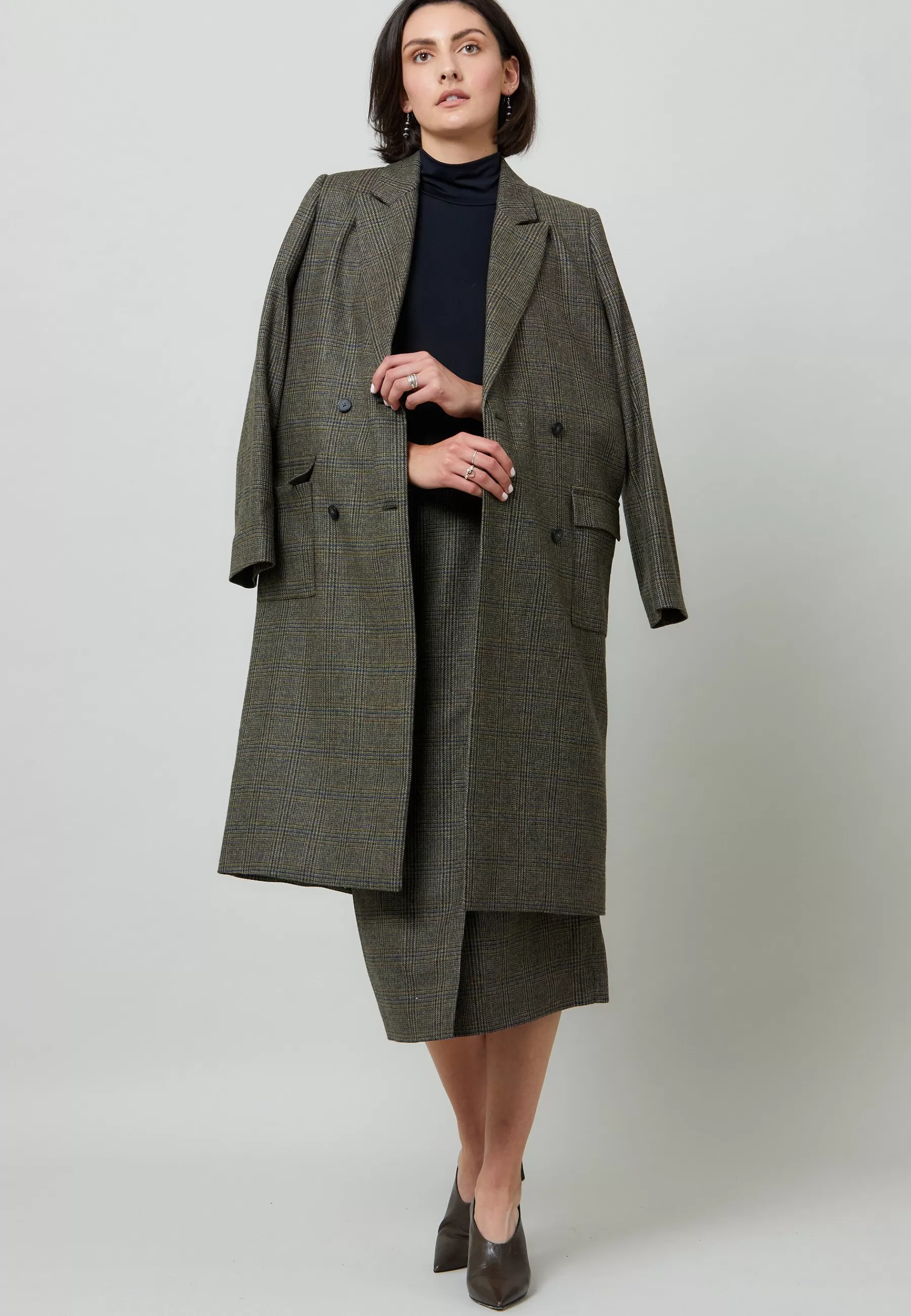 Helen McAlinden Dublin Victoria Magee Tweed Check - Mantel>Dames Wollen Jassen